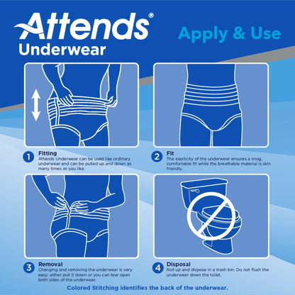 Attends® Care Adult Moderate Absorbent Underwear, Large, White, 25 ct