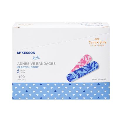 McKesson Kids™ Kid Design (Blue / Pink Camo) Adhesive Strip, 3/4 x 3", 2400 ct