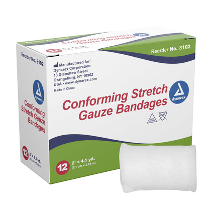 Dynarex Conforming Stretch Bandages, 2" x 4.1 yd., 12 ct.