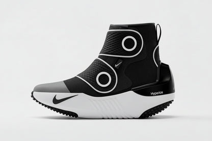 Black and white sneaker with Nike logo on a gray background, fsa and hsa eligible foot recovoery device