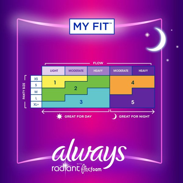 Always Radiant Overnight Pads w/ Flexi-Wings, Size 4