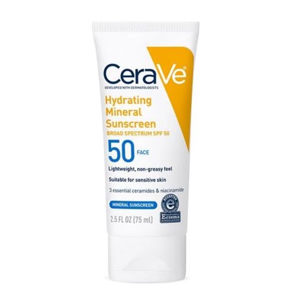 CeraVe Hydrating Mineral Sunscreen Face Lotion SPF 50, 2.5 oz.