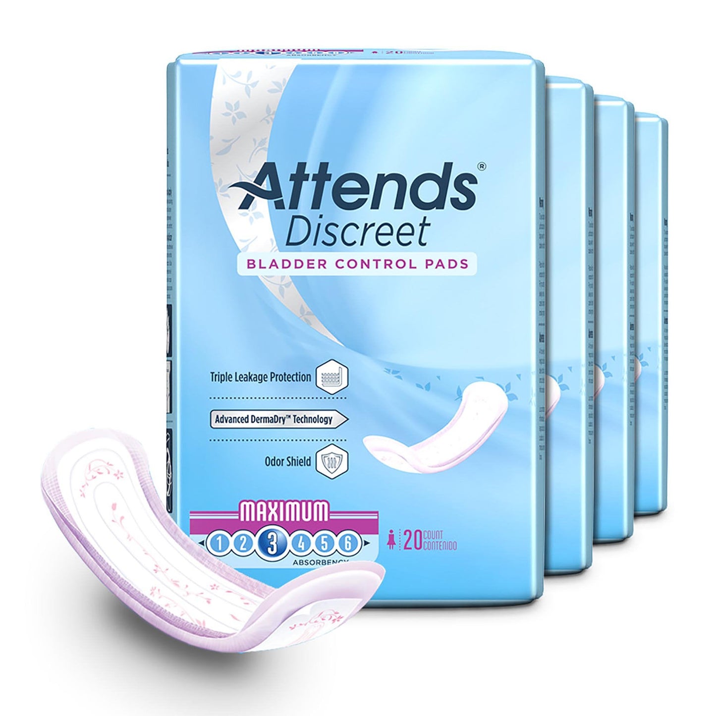 Attends® Discreet Women's Maximum Bladder Control Pad, 13" Length