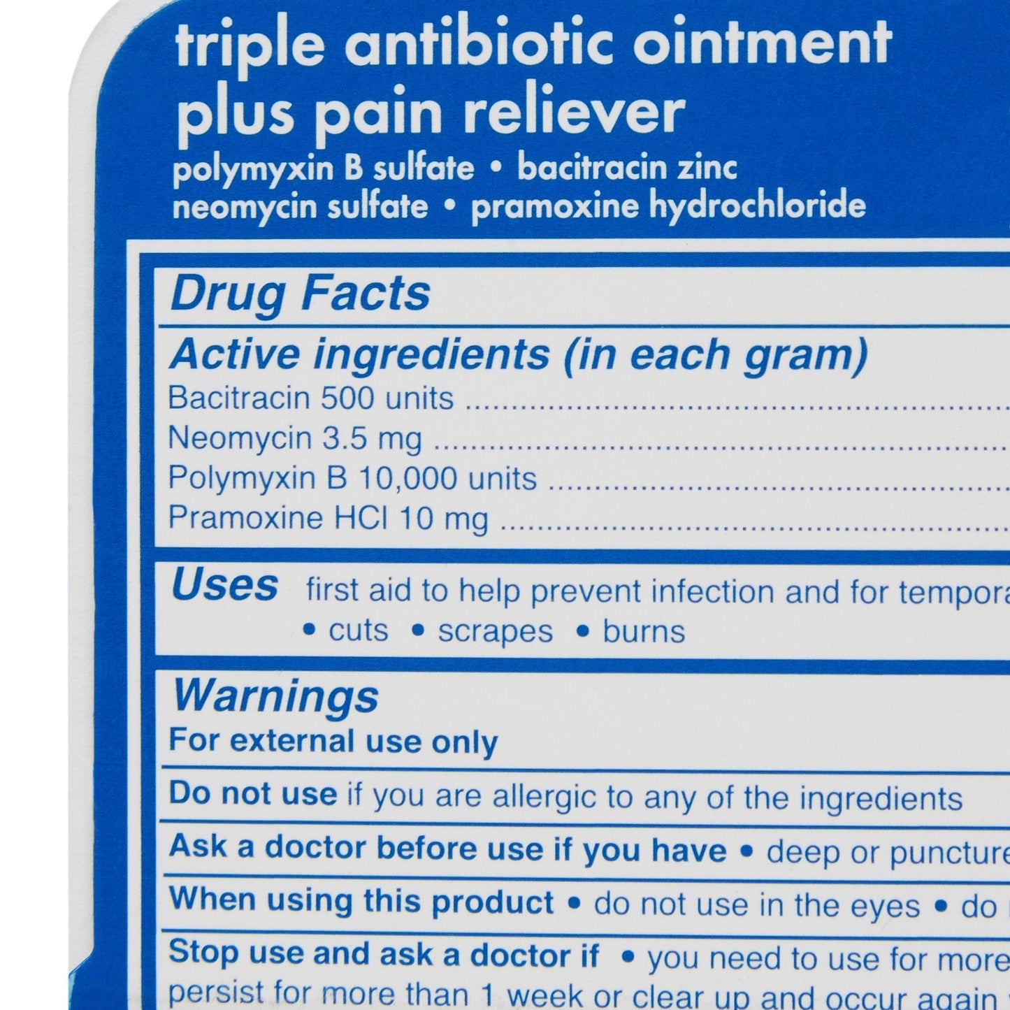 Sunmark® Bacitracin / Neomycin / Polymyxin B / Pramoxine First Aid Antibiotic with Pain Relief, 1 oz. Tube