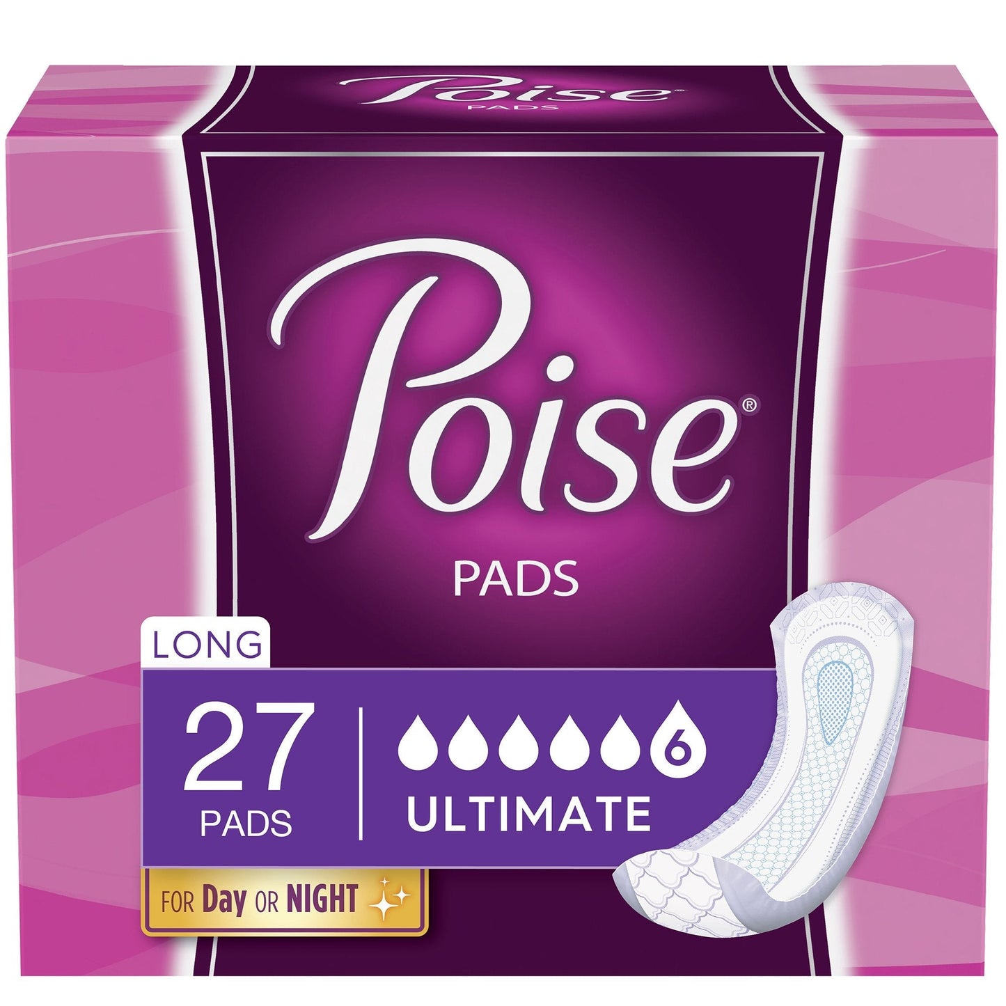 Poise Bladder Control Female Disposable Pads, Heavy Absorbency, Absorb-Loc Core, One Size Fits, 15.9 ", 27 ct