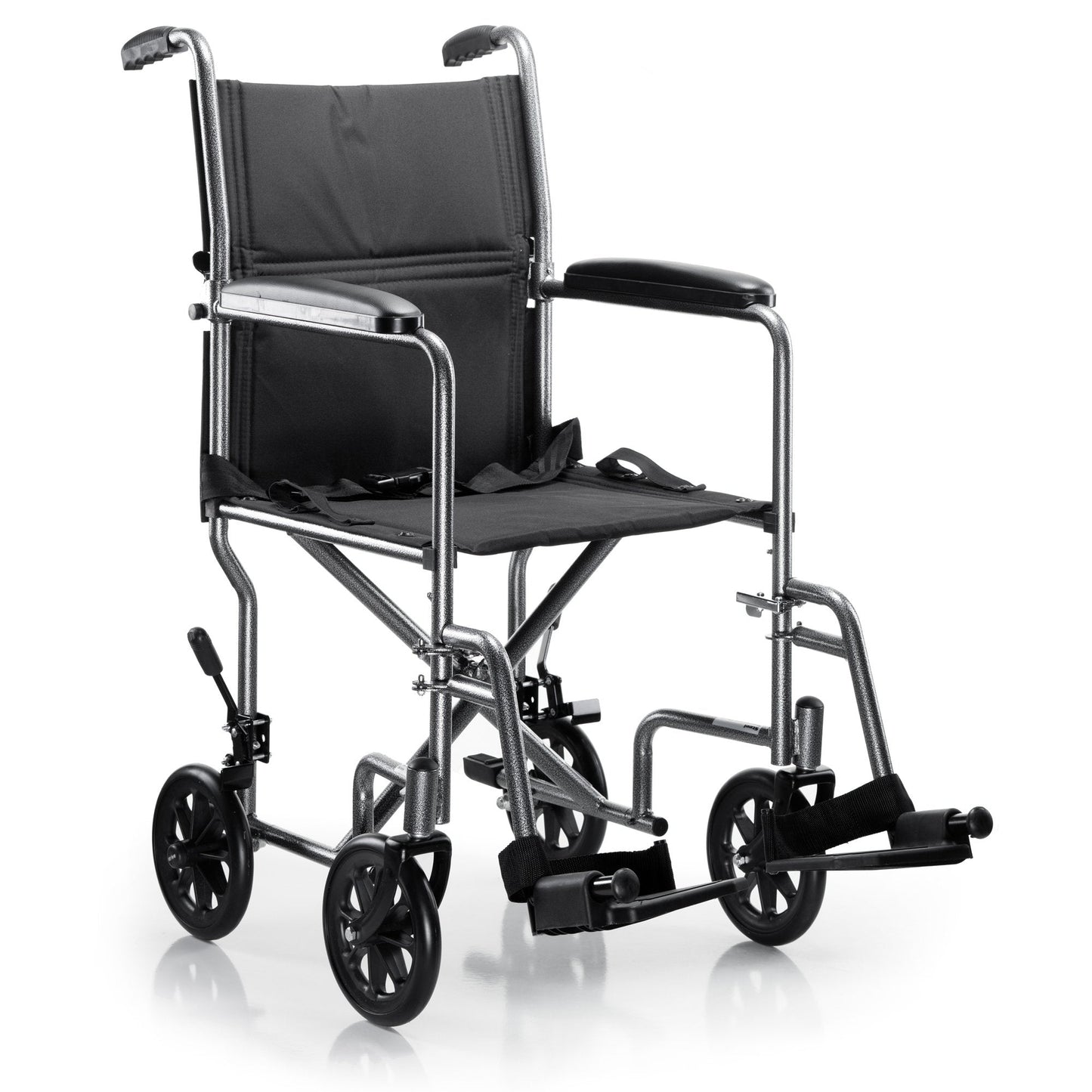 McKesson Lightweight Transport Chair, Black with Silver Vein Finish