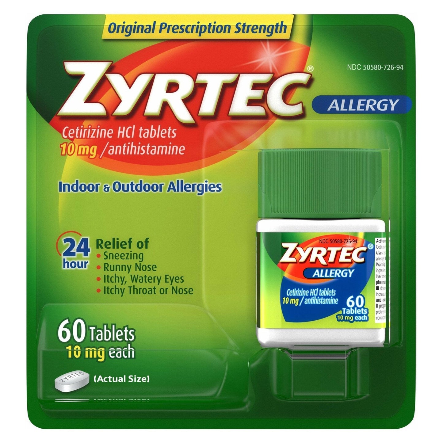 Zyrtec 24 HR Allergy Relief Tablets, Cetirizine Antihistamine, 10 mg