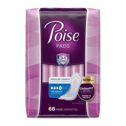 Poise® Moderate Bladder Control Pad, Regular Length, 66 ct