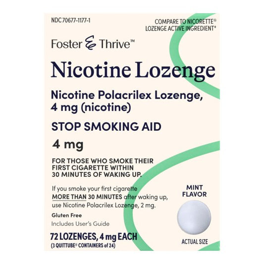 Foster & Thrive Nicotine Mint Lozenge, 4 mg, 72 ct