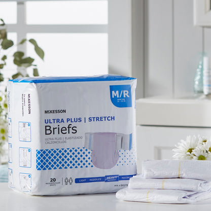 McKesson Ultra Plus Stretch Heavy Absorbency Incontinence Brief, Medium, 20 ct