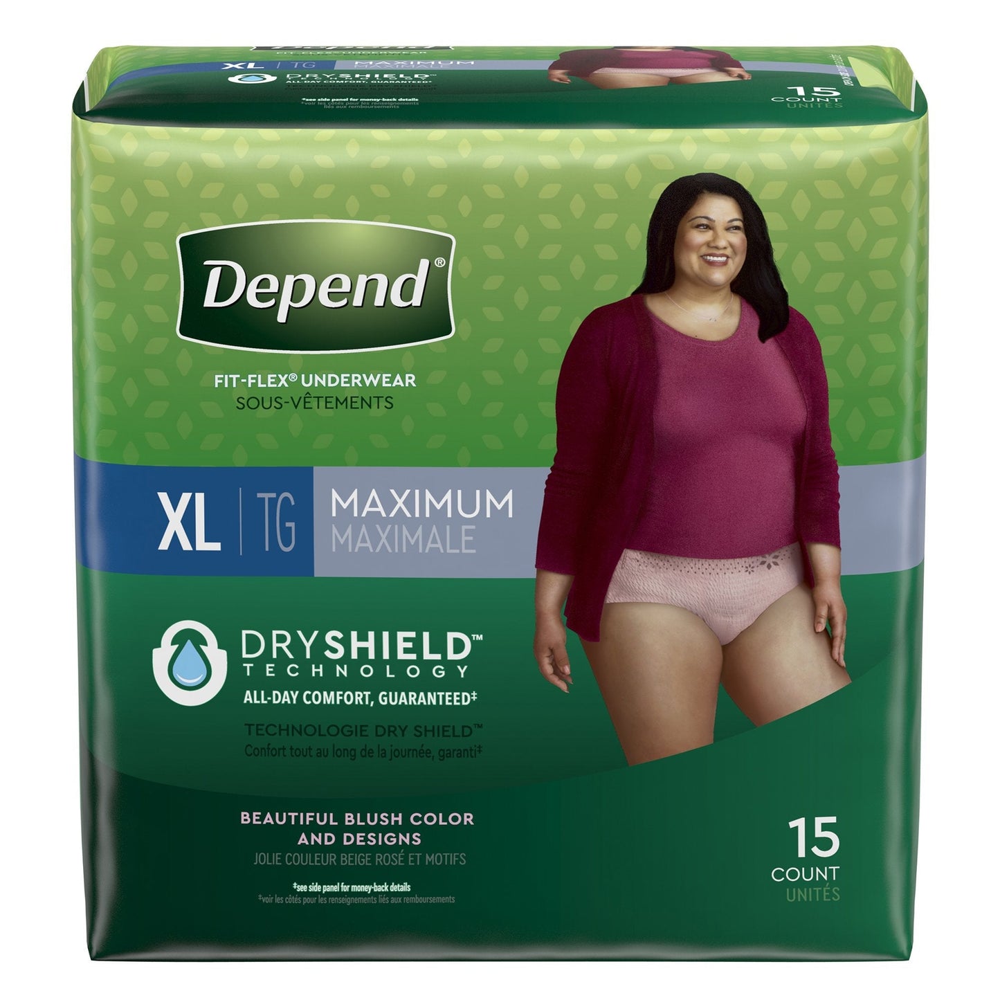 Depend FIT-FLEX Absorbent Underwear, X-Large, Tan, 45" to 54" Waist, 15 ct