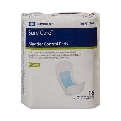 Sure Care Bladder Control Pads, Heavy Absorbency, Adult, Unisex, Disposable, 4 X 12-1/2 Inch, 16 ct