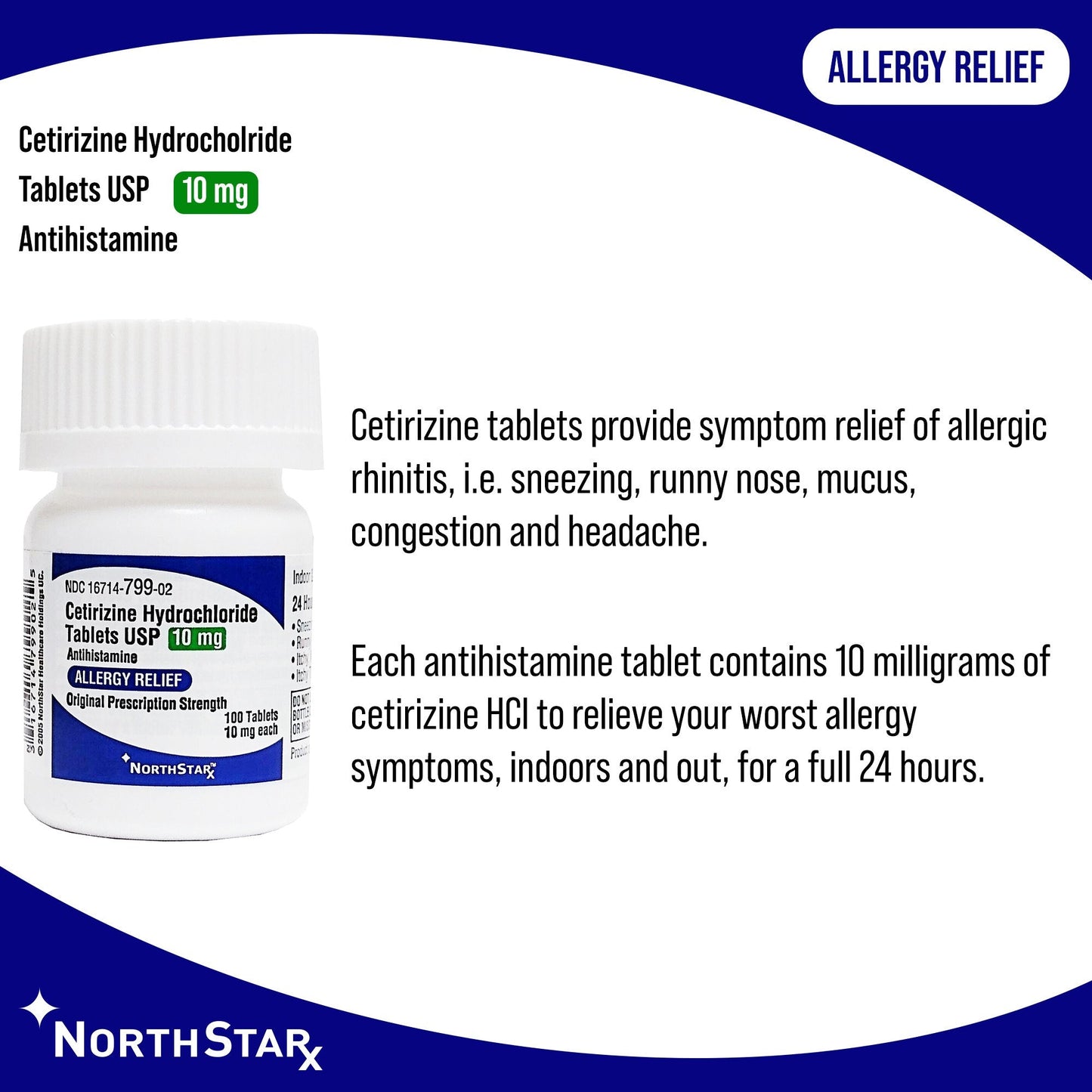 NorthStar Rx Cetirizine Antihistamine, 100 ct