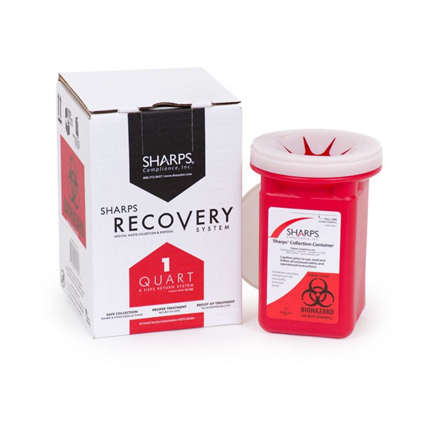 Sharps Recovery System™ Mailback Sharps Collector, 1 Quart, 4.5 x 4.5 x 7 "