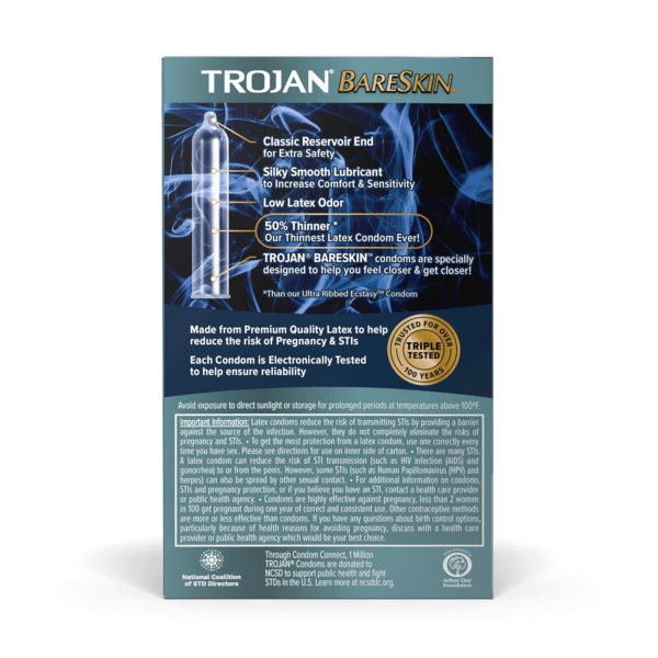 Trojan® BareSkin Lubricated Latex Condom, 10 ct.