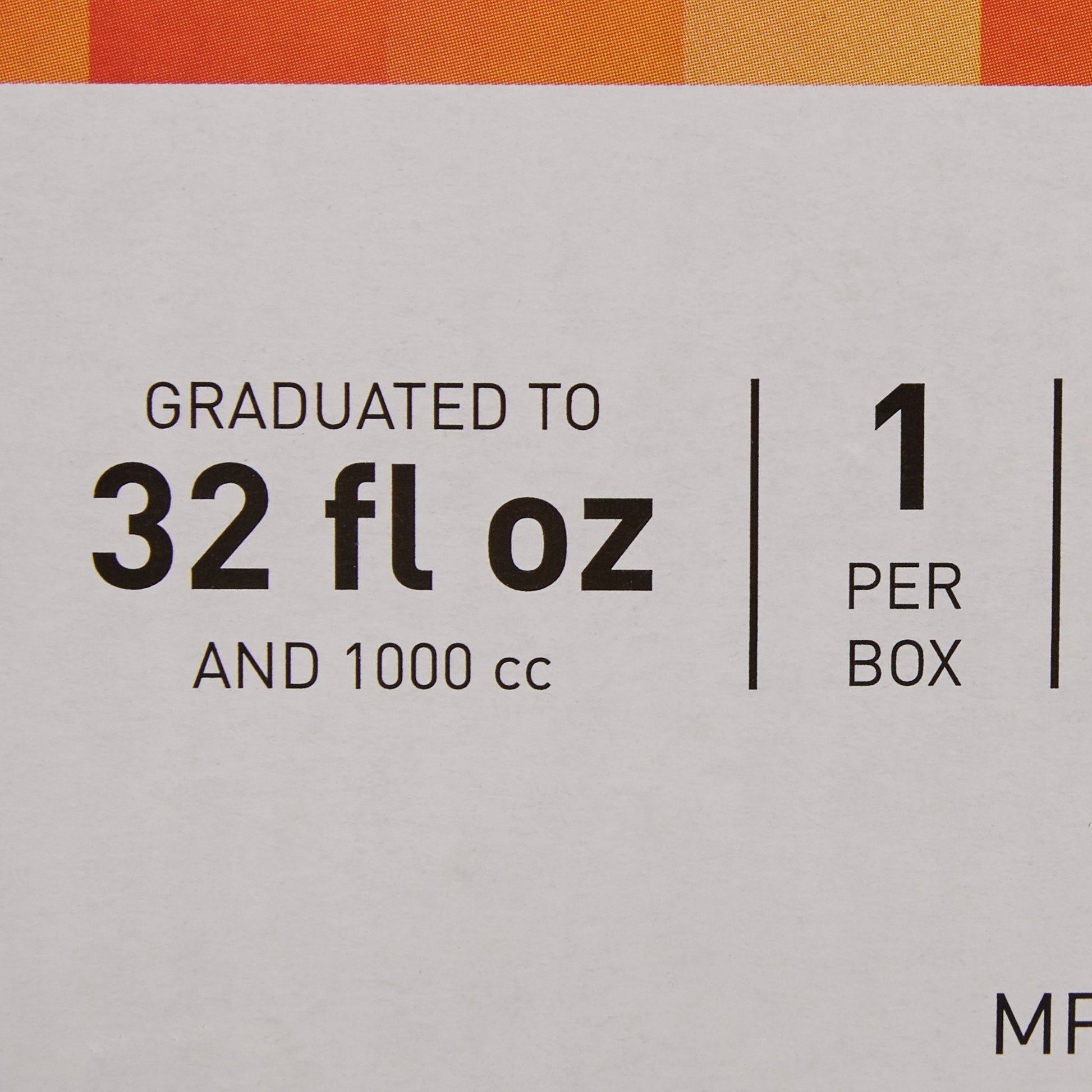 Close-up image showing graduated markings on McKesson Male Urinal, with measurements up to 32 fl oz and 1000 cc