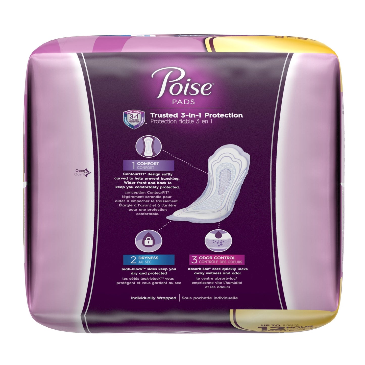 Poise Bladder Control Pads, Adult Women, Moderate Absorbency, Disposable, 12.20" Length, 54 ct