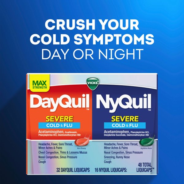 Vicks DayQuil/NyQuil Severe Cold & Flu LiquiCaps, 24 ct.