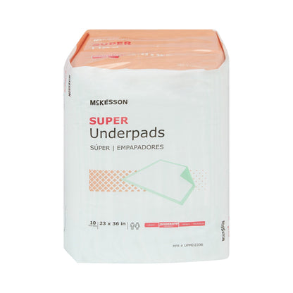 McKesson Super Moderate Absorbency Underpad, 23 x 36 Inch, 10 ct