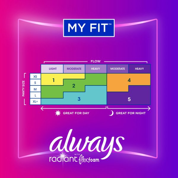 AlwaysRadiant FlexFoam w/ Wings Pads, Regular Absorbency, 15 ct.