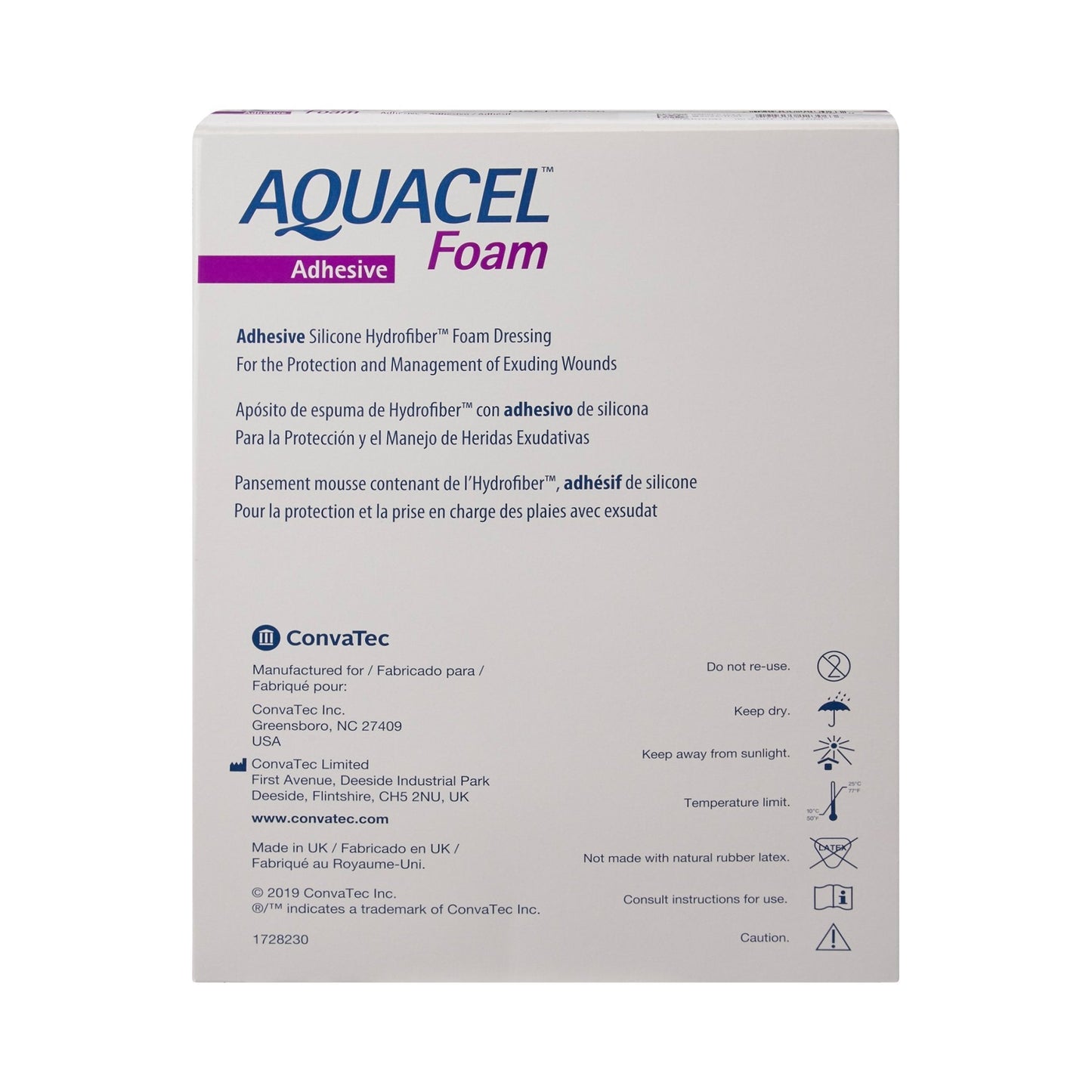 Aquacel® Silicone Adhesive with Border Silicone Foam Dressing, 7 x 8 "