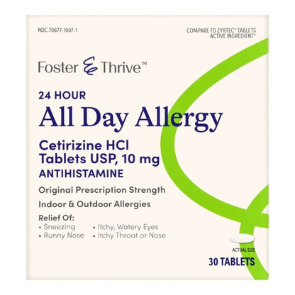 Foster & Thrive Cetirizine 24 Hour Allergy Relief Tablets