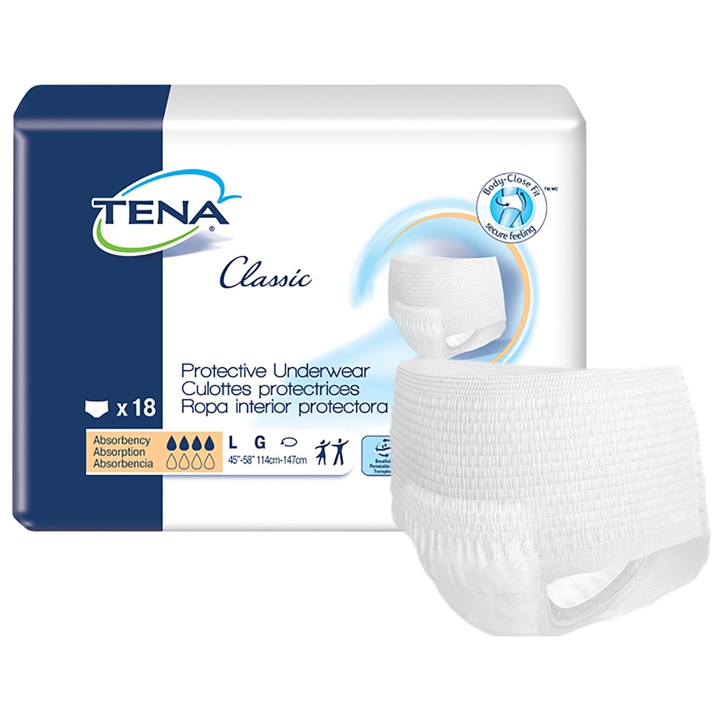 Tena® Classic Absorbent Underwear, Large, 18 ct