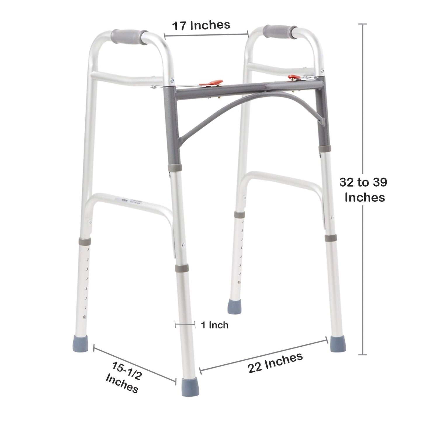 McKesson Aluminum Folding Walker, 32 - 39 Inch Height