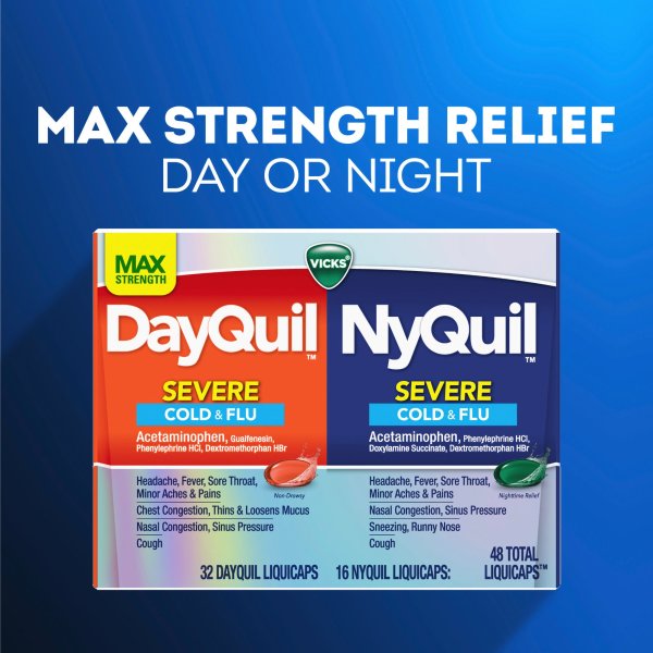 Vicks DayQuil/NyQuil Severe Cold & Flu LiquiCaps, 24 ct.