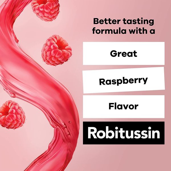 Robitussin Adult Cough + Chest Congestion DM Liquid, Raspberry, 4 oz.