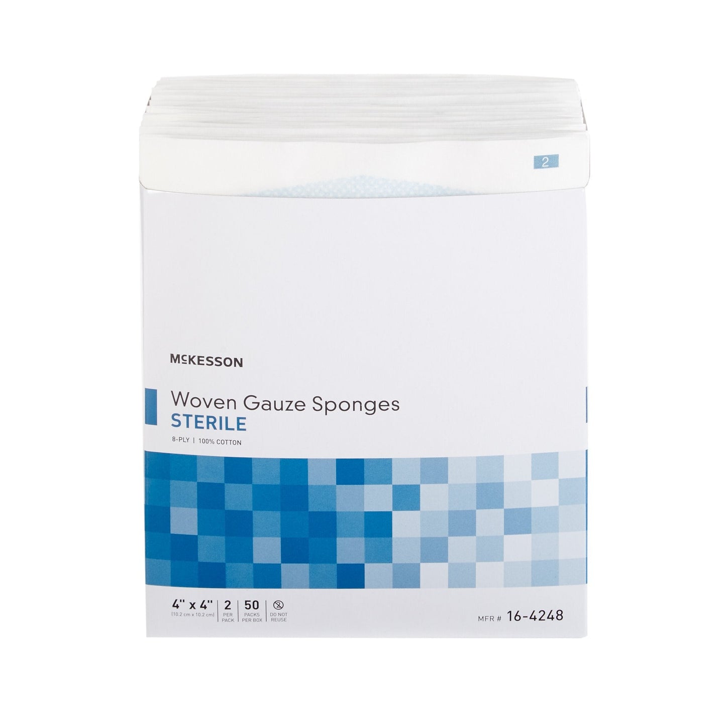 Gauze Sponge McKesson Cotton 8-Ply 4 X 4 Inch Square Sterile, 50 ct