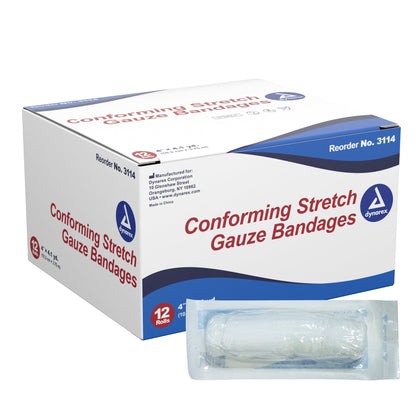 Dynarex® Sterile Conforming Bandage, 4 Inch x 4-1/10 Yard, 96 ct