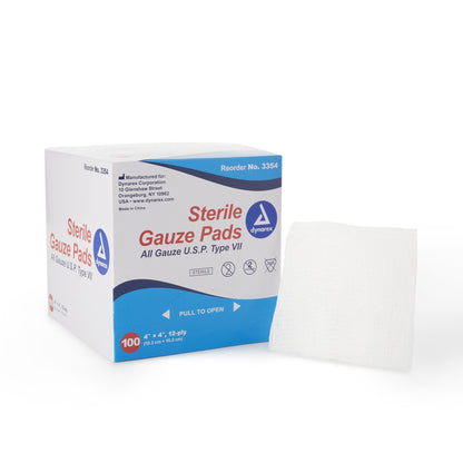 Dynarex® Sterile Gauze Pad, 4 x 4 Inch Pad, 1200 ct