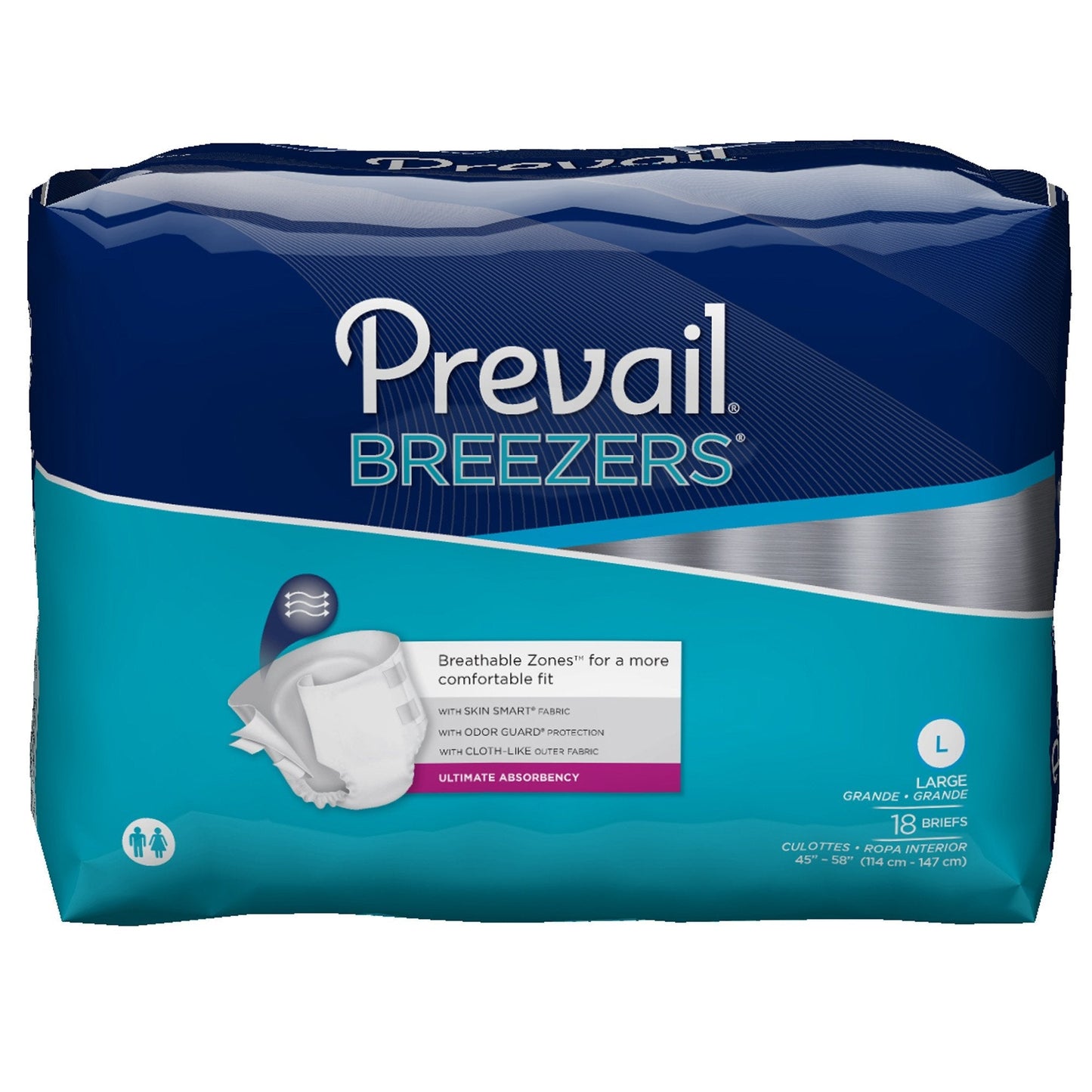 Prevail® Breezers® Ultimate Incontinence Brief, Large, 18 ct