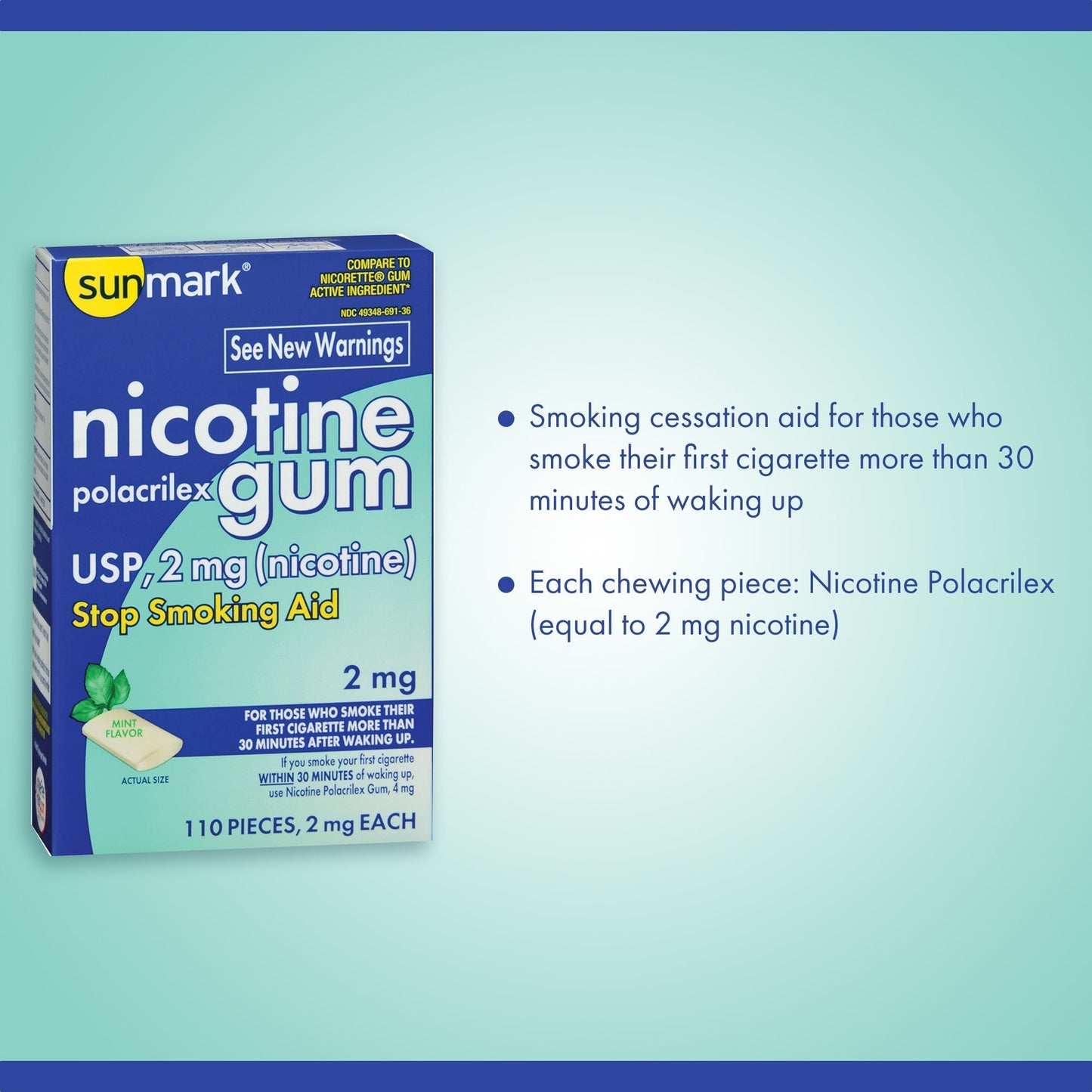 Sunmark® 2 mg Nicotine Polacrilex Stop Smoking Aid, Gum, 110 ct