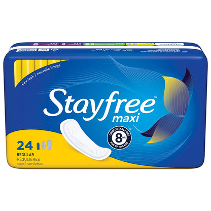 Front view of Stayfree Maxi Pad Regular Absorbency package