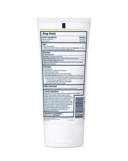 CeraVe Hydrating Mineral Sunscreen SPF 50 Body Lotion, 5 oz.