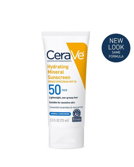 CeraVe Hydrating Mineral Sunscreen Face Lotion SPF 50, 2.5 oz.
