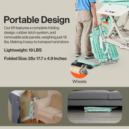 SuperHandy GoRise LT Portable Floor Lift - Lightweight (19lbs), Lift up to 330 Lbs, IP68 Waterproof