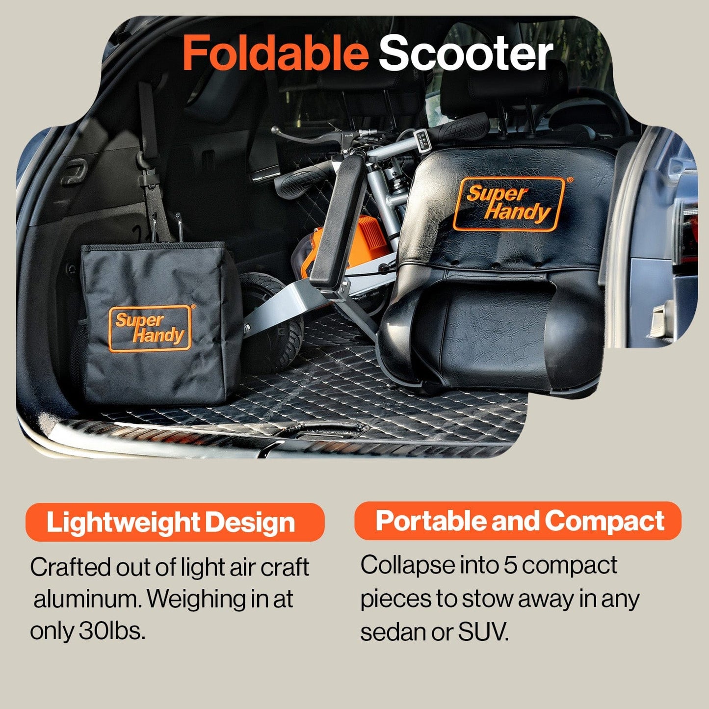 SuperHandy Passport Plus Mobility Scooter - 48V 2Ah Battery, 330Lb Max Weight