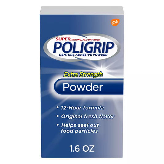 Super Poligrip® Extra Strength Denture Adhesive Powder, 1.6 fl. oz.
