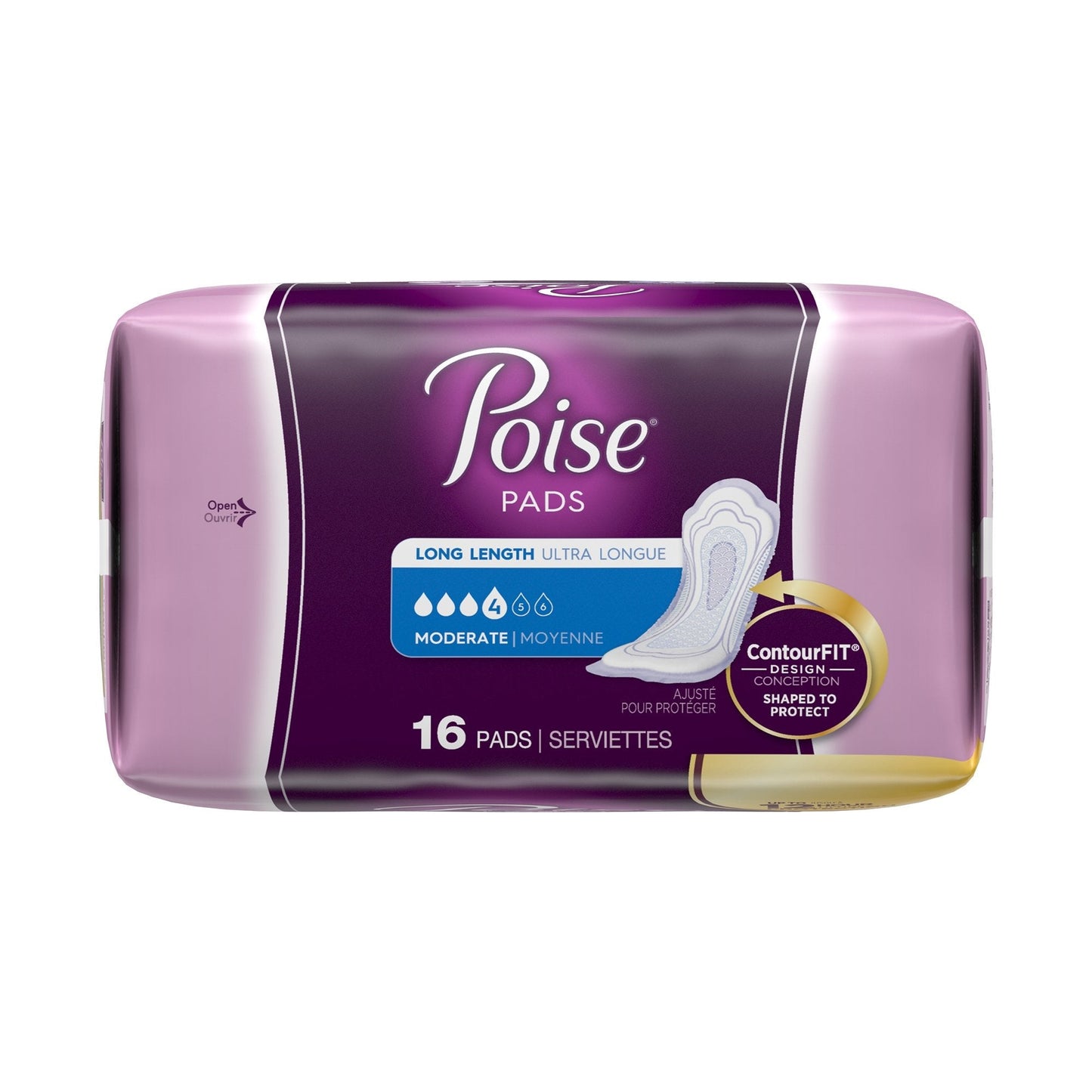 Poise Bladder Control Pads, Adult Women, Moderate Absorbency, Disposable, 12.4" Length, 16 ct