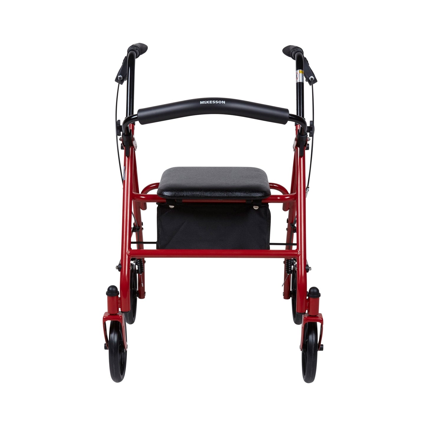 McKesson Folding Steel 4 Wheel Rollator, 12" Seat Width, Red