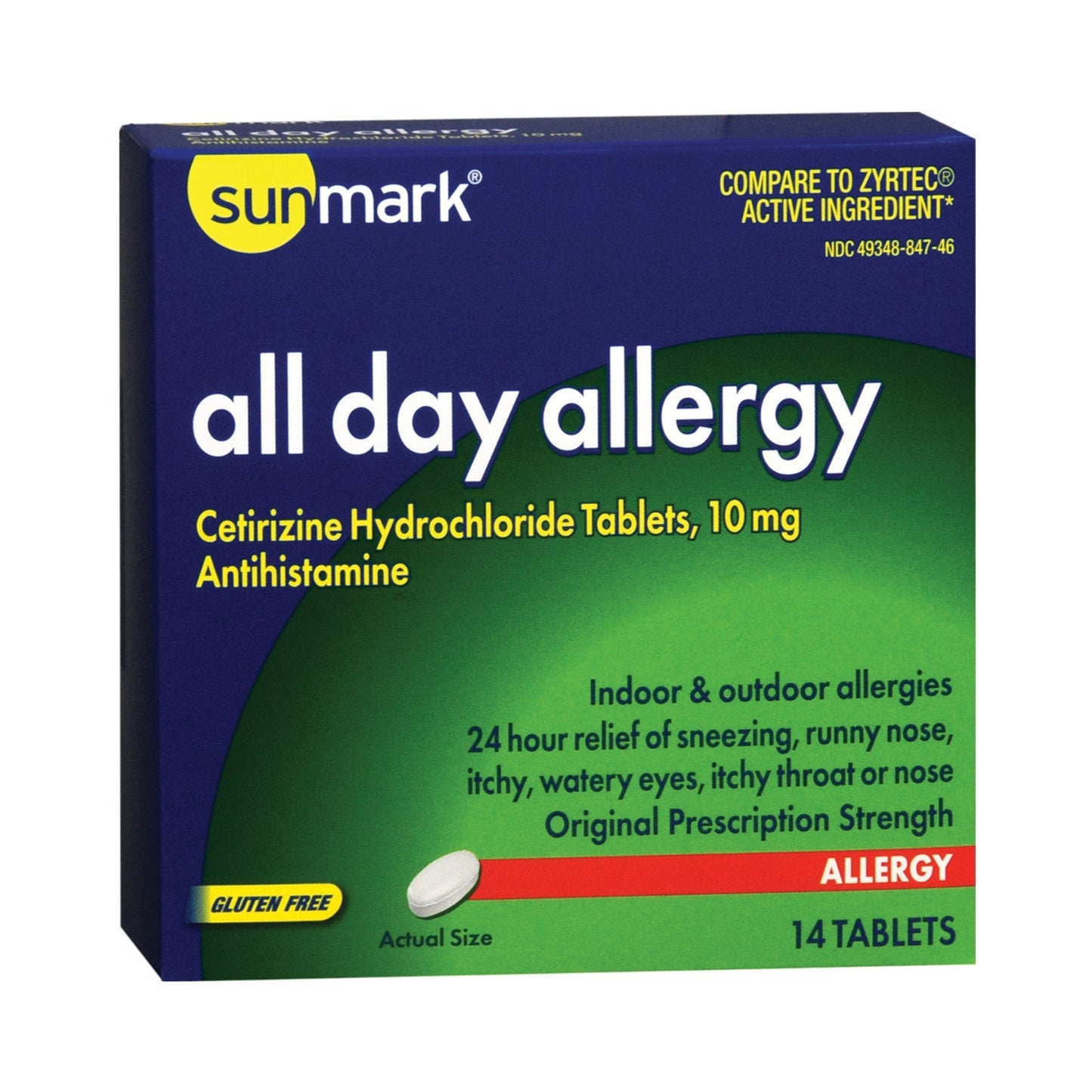 Sunmark® Cetirizine HCl Allergy Relief, 14 ct