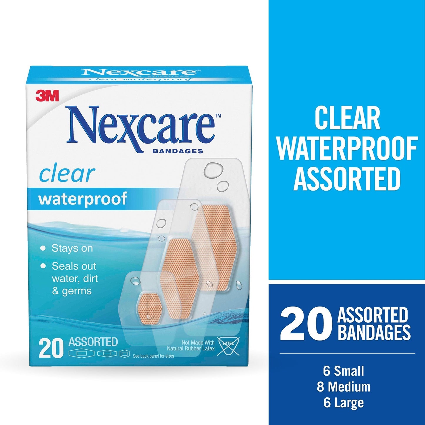 3M™ Nexcare™ Waterproof Adhesive Strip, Assorted Sizes, 20 ct.