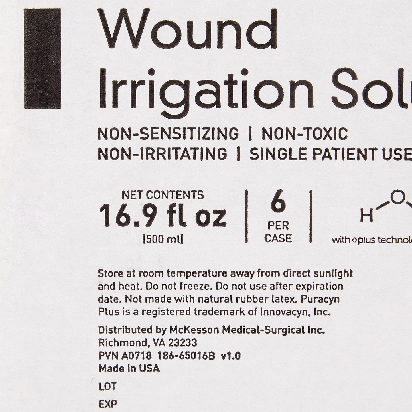 McKesson Puracyn® Plus Professional Wound Irrigation Solution, 16.9 oz, 6 bottles