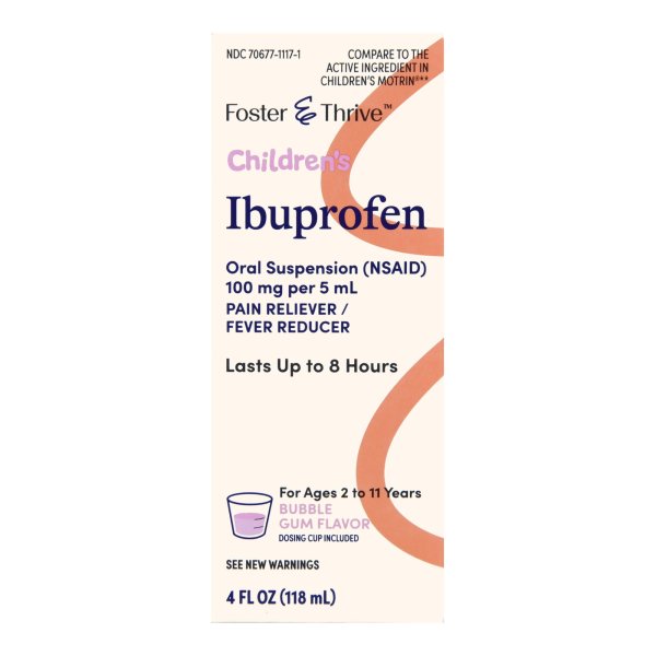 Foster & Thrive Ibuprofen Children's Pain Relief, Bubble Gum, 4 oz.