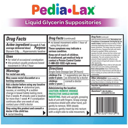 Pedia-Lax® Glycerin Laxative Suppositories, 6 ct.