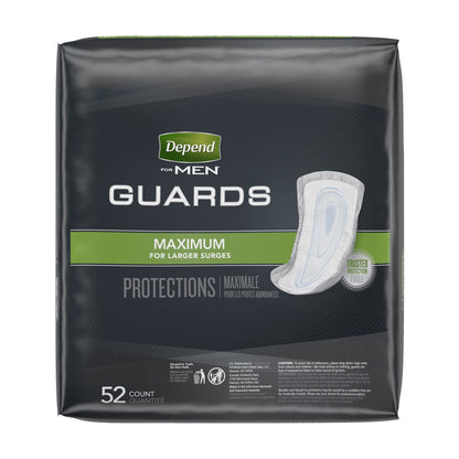 Depend Guards Incontinence Pads, Disposable, Maximum Absorbency, 12" Length, 52 ct