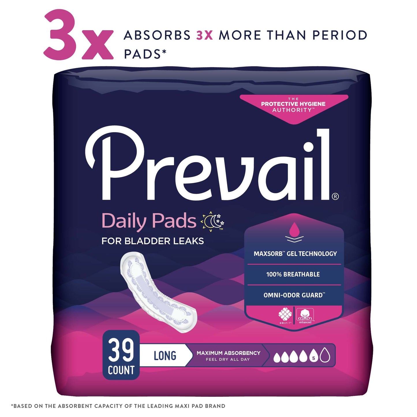 Prevail® Daily Pads Maximum Bladder Control Pad, 13-Inch Length, 156 ct